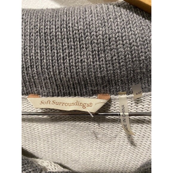 Soft Surroundings Gray Knit Asymmetric Zip Neck Tunic Sweater Woman’s Size P XL - Picture 8 of 8